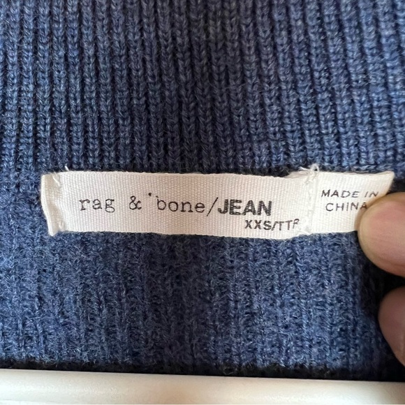 Rag & Bone Merino Wool Pullover knit Sweater V Neck Blue Sz XXS Thick Warm - Picture 3 of 14